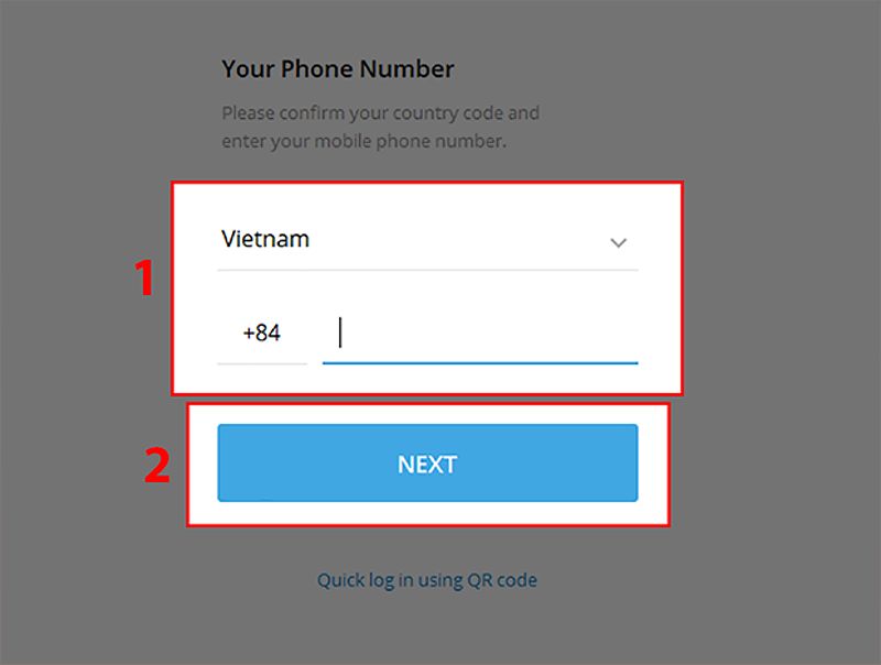 Đăng nhập Telegram trên máy tính bằng số điện thoại