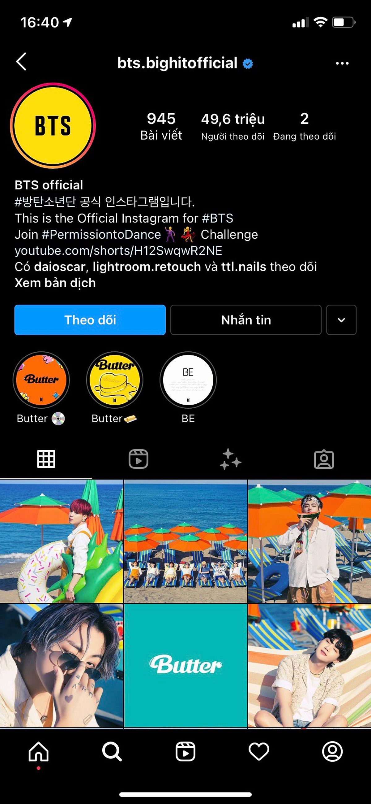 Instagram của BTS