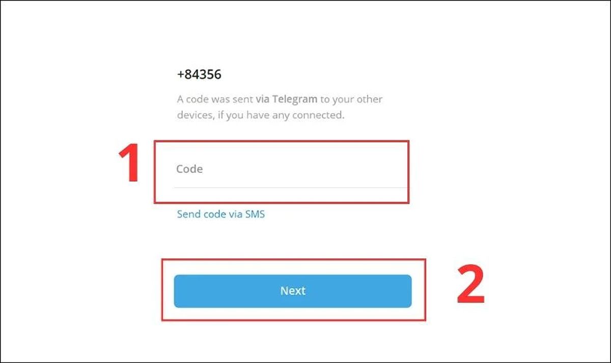 Nhập mã code vào ô Enter your code và nhấn Next