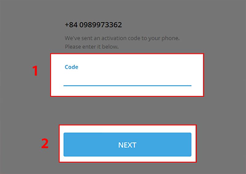 Nhập mã xác minh để đăng nhập Telegram trên máy tính