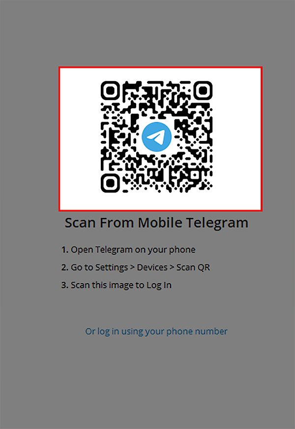 Quét mã QR trên điện thoại để đăng nhập Telegram trên máy tính